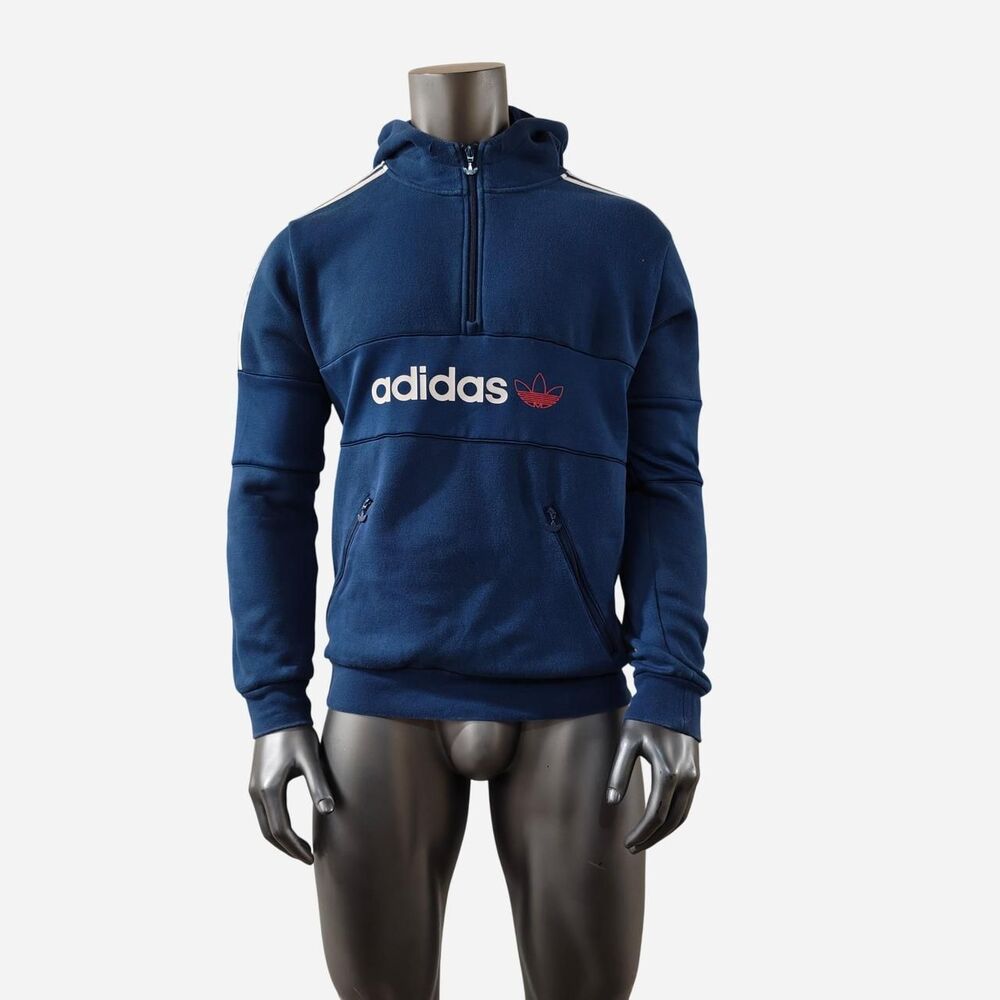 Adidas Men's Blue and Navy Hoodie